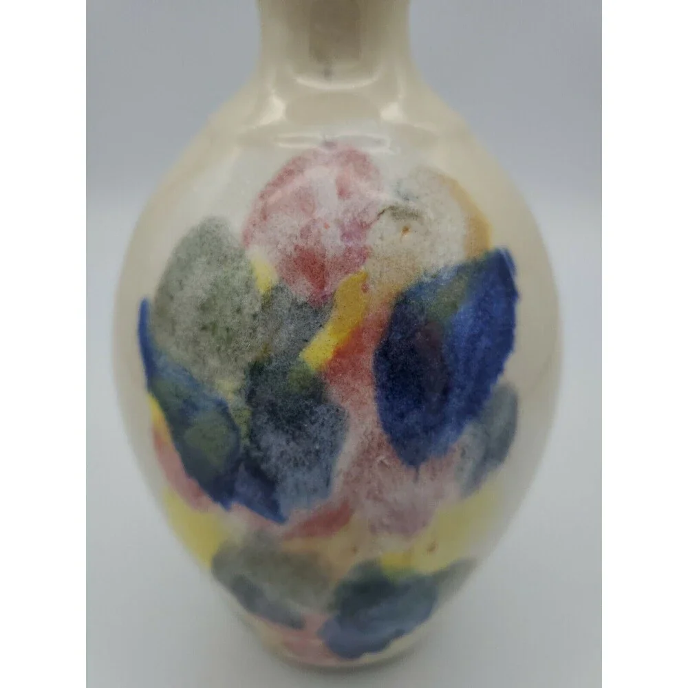 JWC Pottery Vase Multi-Colored Glaze Marked J.W.C. Beautiful!!! Colorful!!